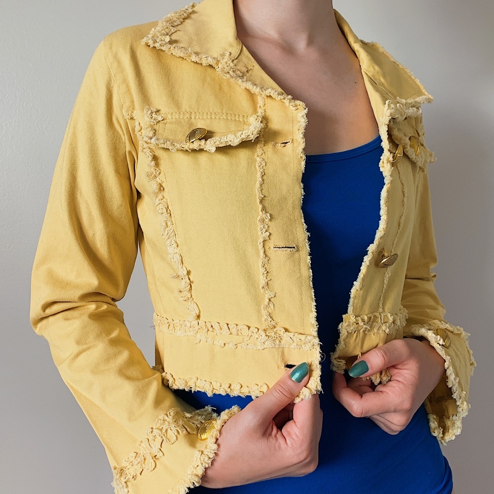 Vintage Yellow Cropped Jean Jacket 💛